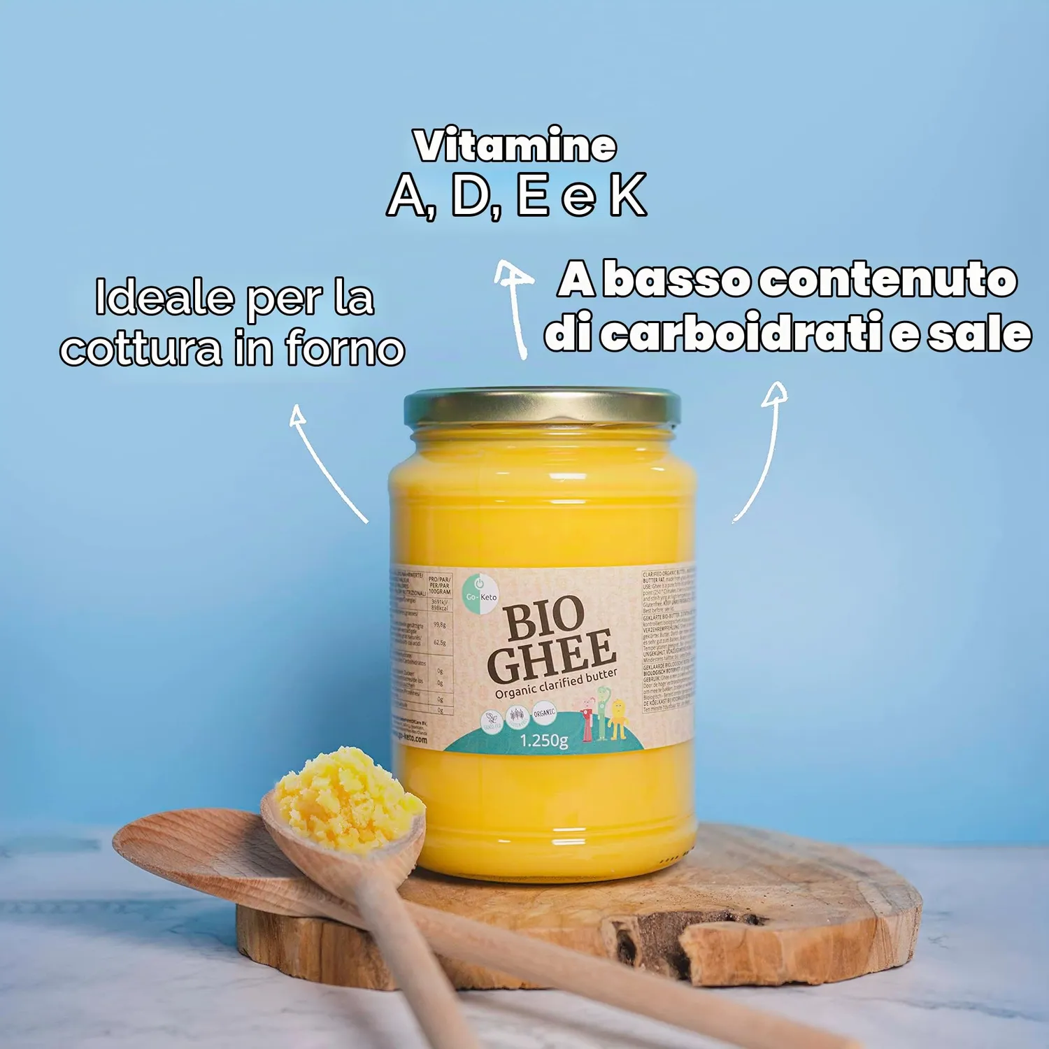 Go-Keto Bio Ghee burro chiarificato 1250 g senza lattosio