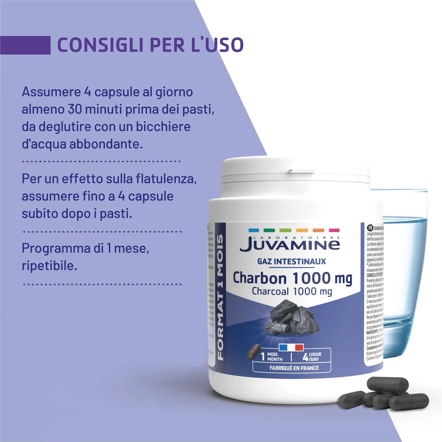 Juvamine Carbone Vegetale 1000 mg capsule 120 capsule