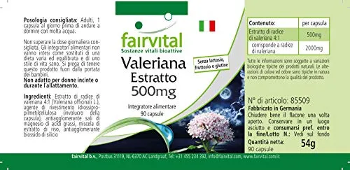Fairvital Valeriana Estratto 500 mg capsule 90 pz vegano