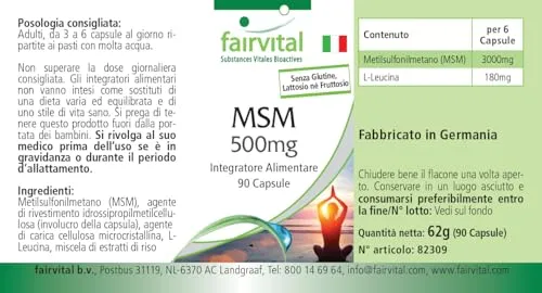 Fairvital MSM 500 mg capsule 90 pezzi alto dosaggio