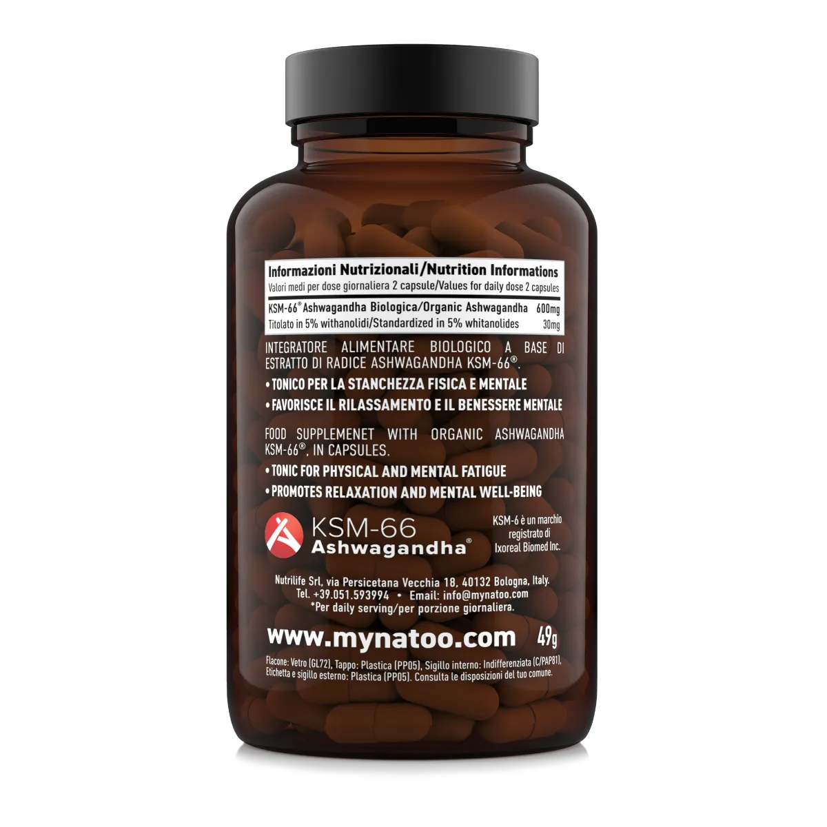 Natoo Essentials Ashwagandha KSM-66 Bio capsule 60 capsule titolate