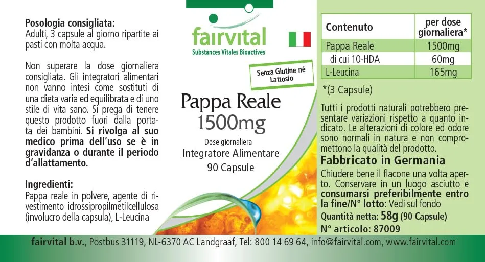 Fairvital Pappa Reale 1500 mg capsule 90 capsule 4% 10-HDA