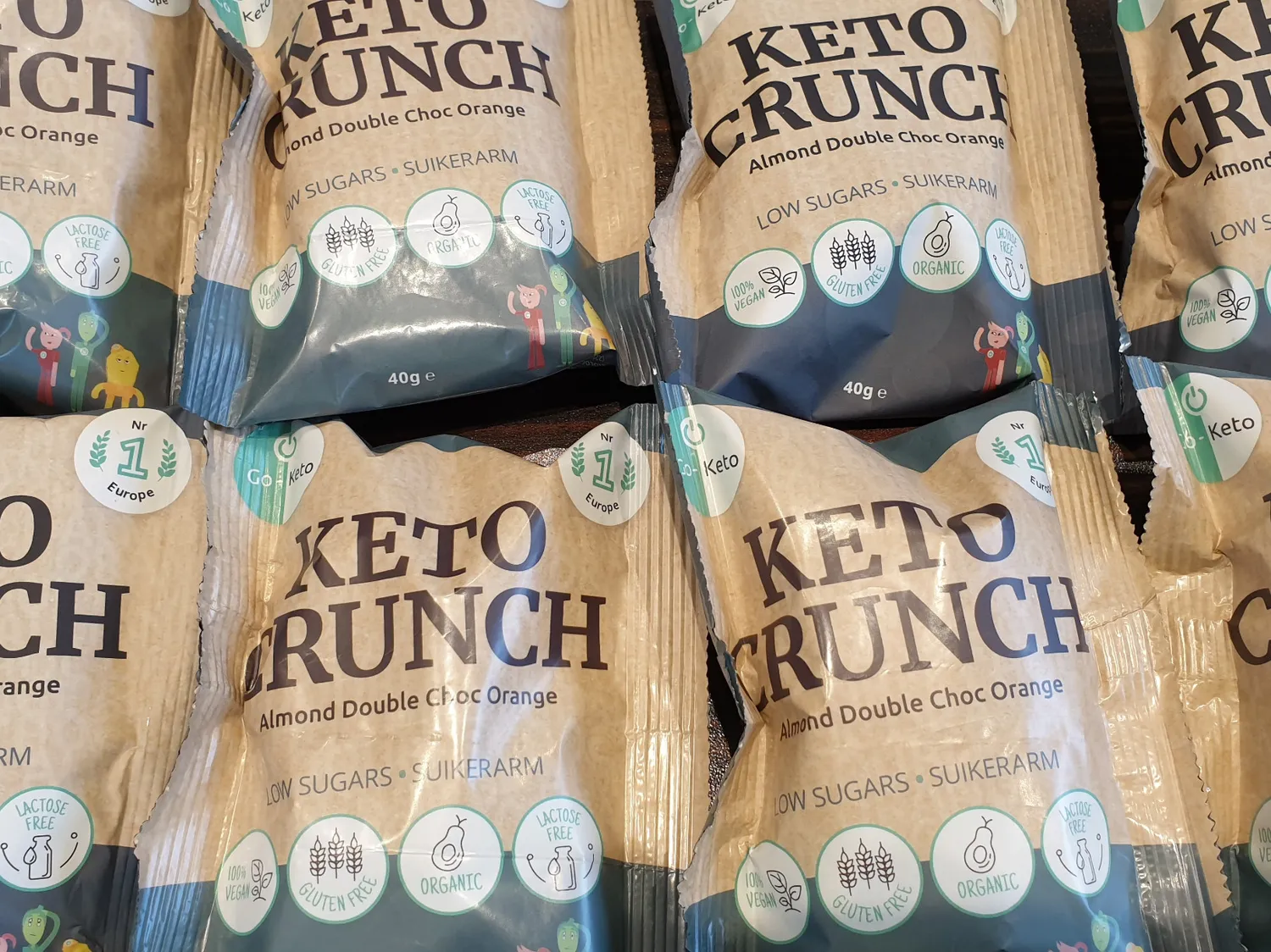 Go-Keto Crunch Almond Double Choc snack 10x40g vegano