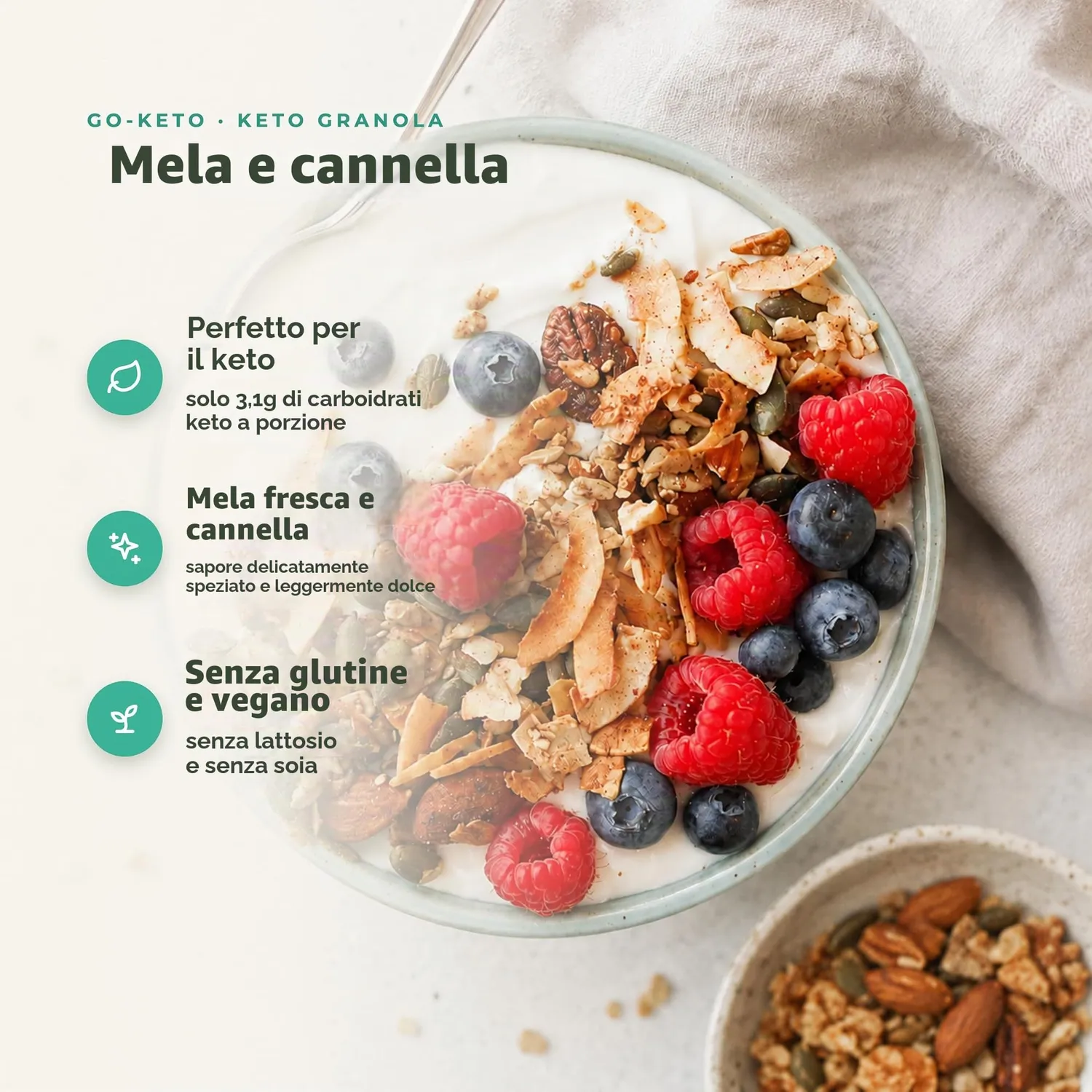 Go-Keto Granola Apple Cinnamon muesli 290g keto