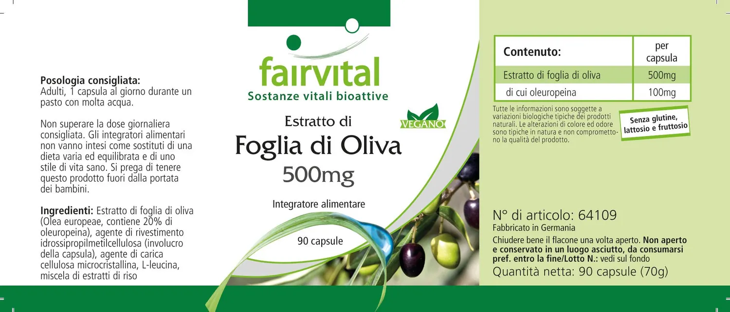 Fairvital Foglie Olivo capsule 500 mg 90 capsule oleuropeina