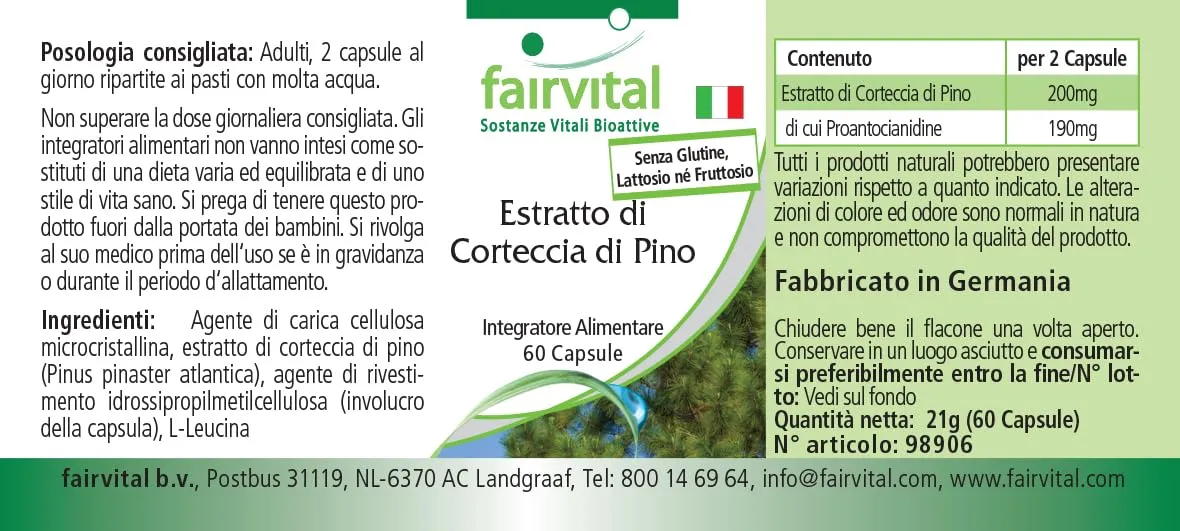 Fairvital Corteccia di Pino Capsule 60 pz OPC 95%