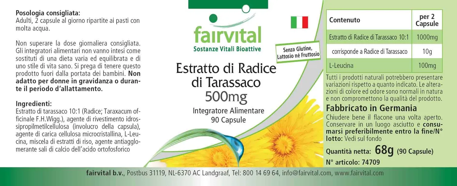 Fairvital Tarassaco radice estratto capsule 90 pezzi 500 mg