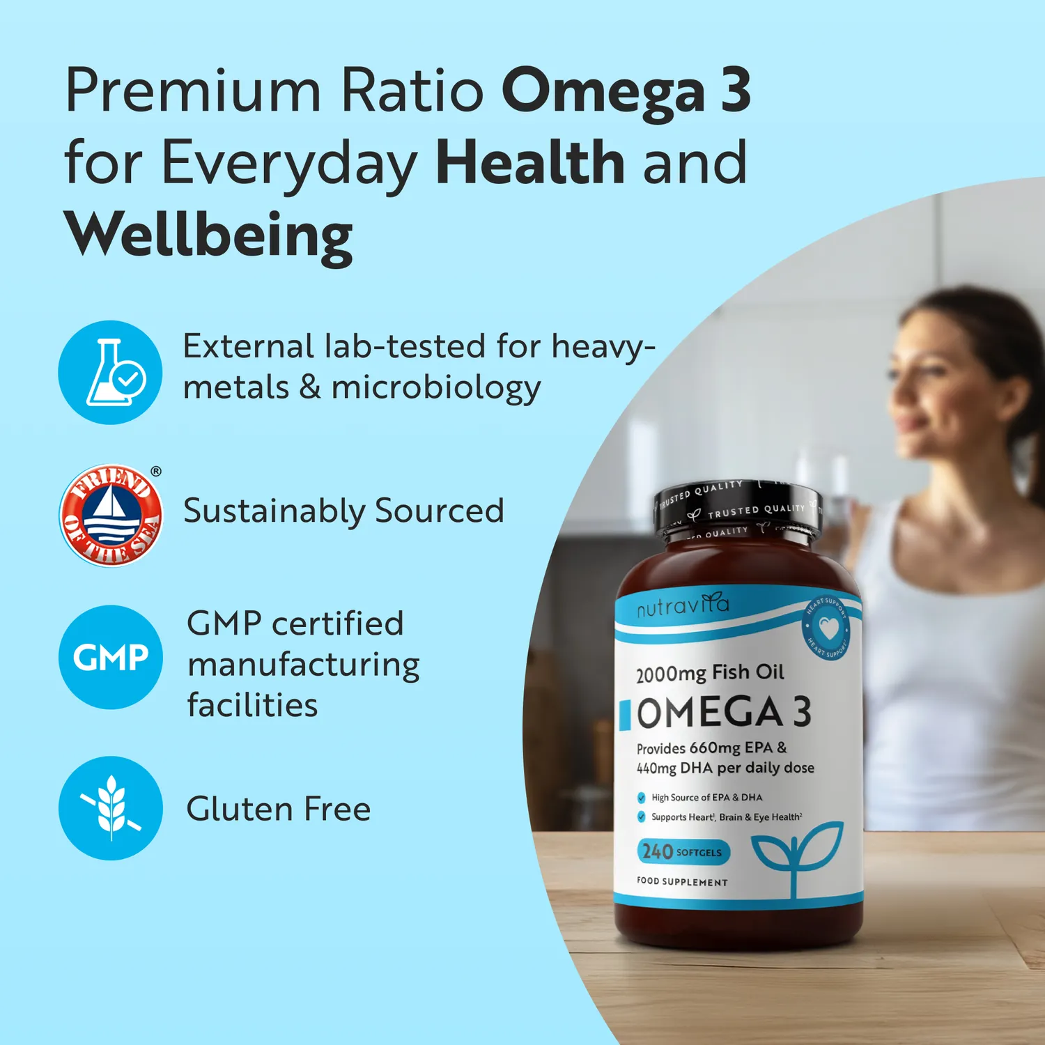 Nutravita Omega 3 2000mg olio di pesce 240 capsule cuore