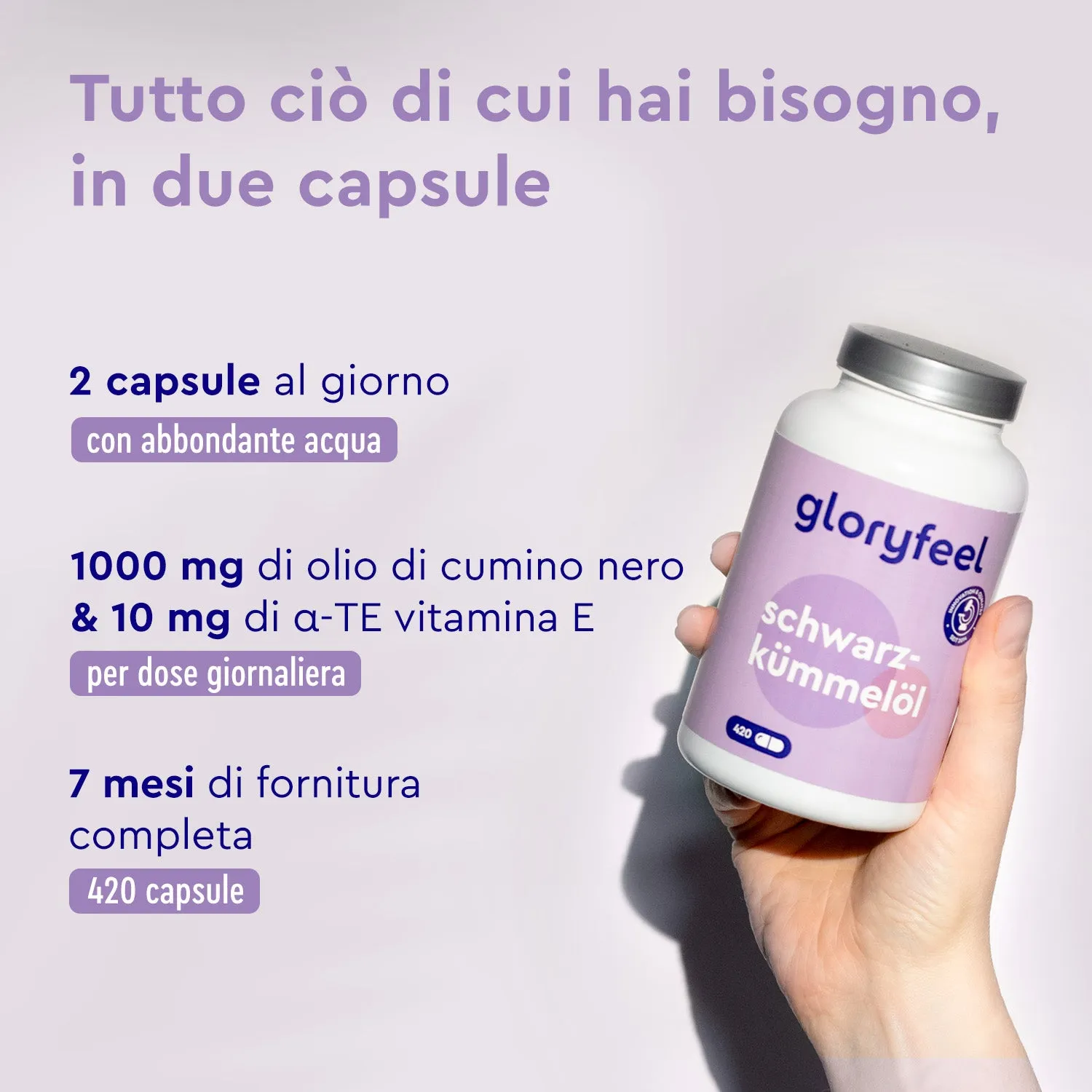 Gloryfeel Olio di Cumino Nero capsule con vitamina E