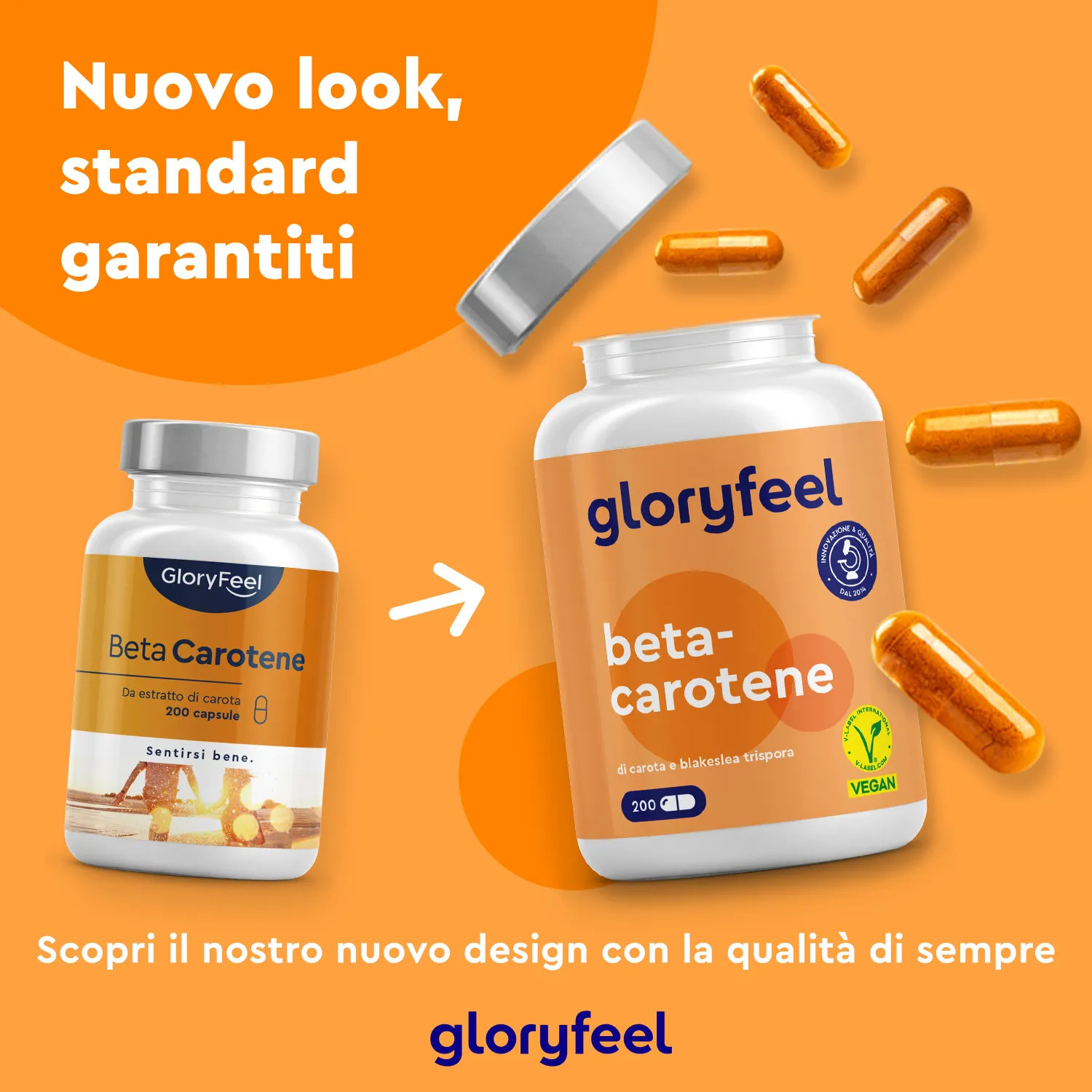 Gloryfeel Beta Carotene capsule estratti vegetali pelle capelli