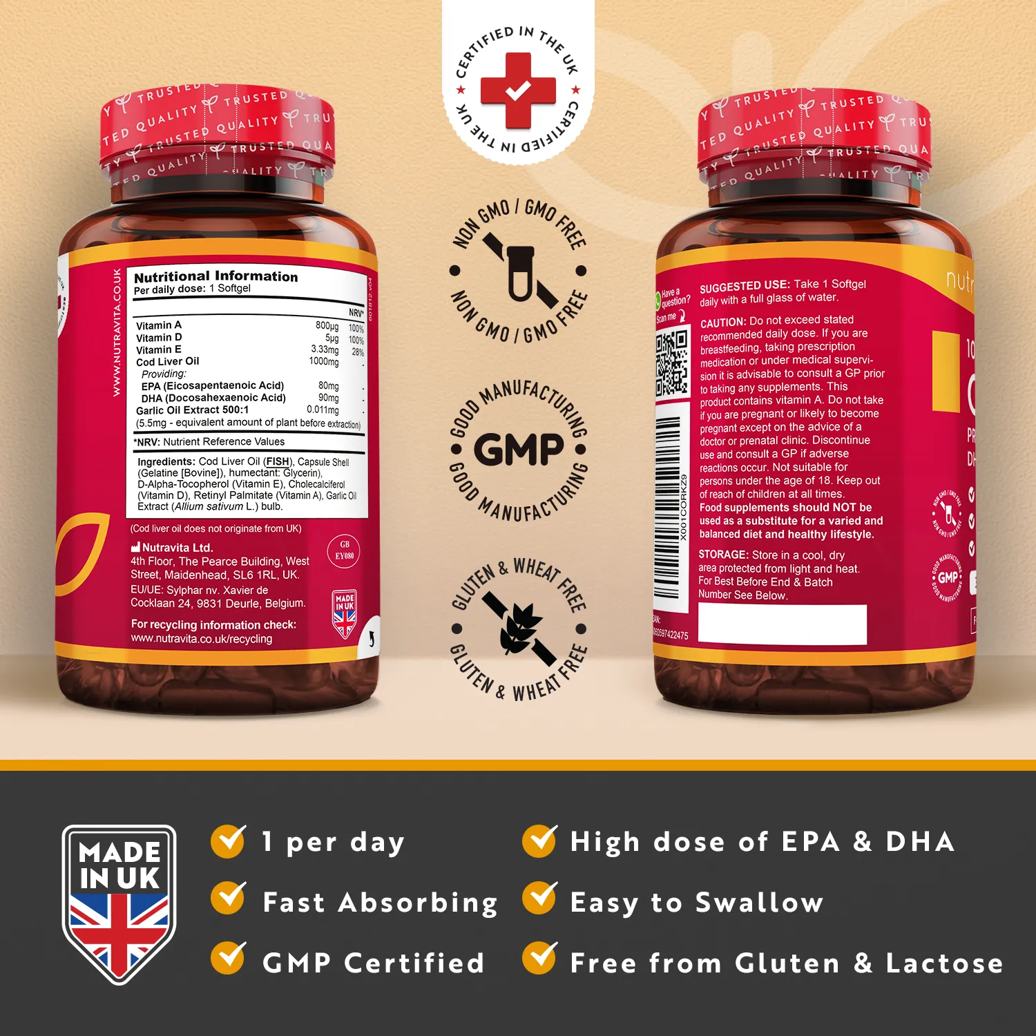 Nutravita Olio Fegato Merluzzo 1000mg 365 capsule EPA DHA