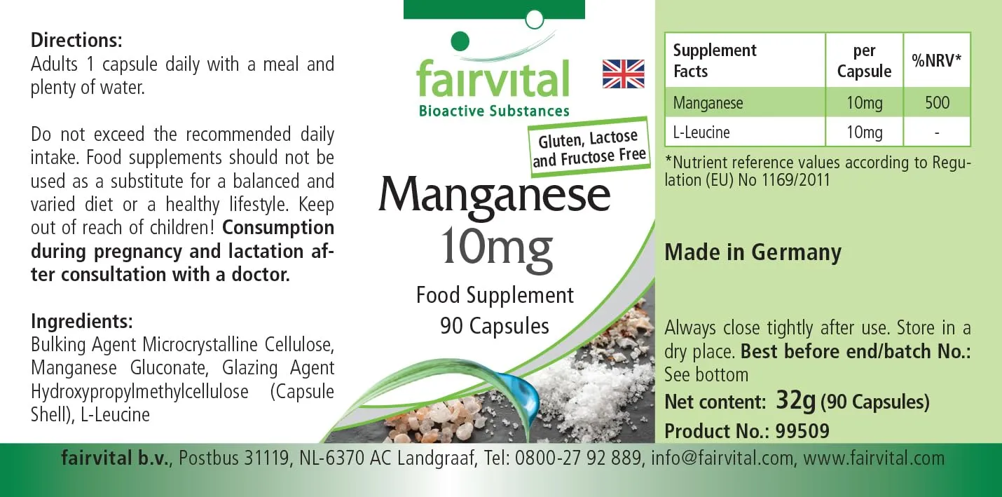 Fairvital Manganese 10 mg capsule 90 capsule vegane dosaggio alto