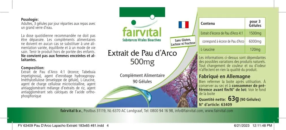 fairvital Lapacho estratto 500 mg 90 capsule Pau D’Arco