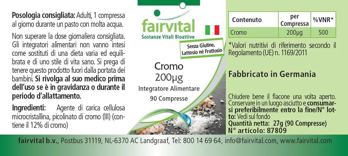 Fairvital Cromo 200 mcg compresse 90 compresse picolinato