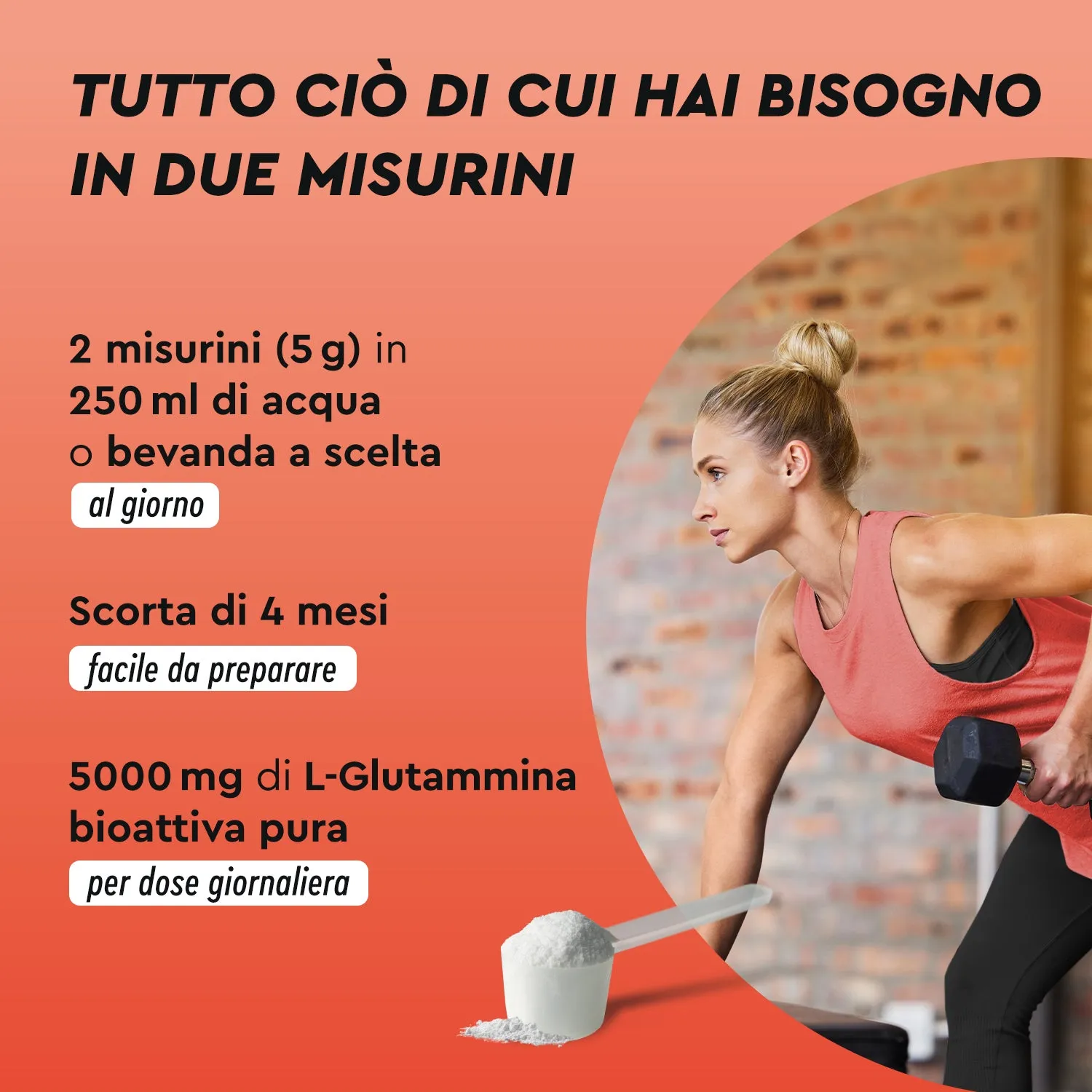 gloryfeel Glutammina in Polvere Integratore senza glutine