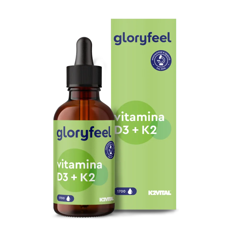 gloryfeel Vitamina D3 K2 gocce vegetariane K2VITAL ossa immunita