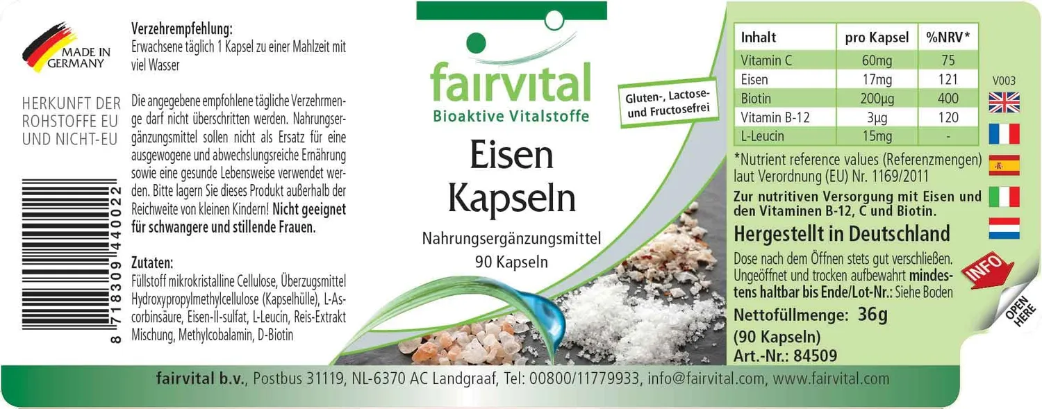 Fairvital Ferro con Vitamina C 90 capsule vegane