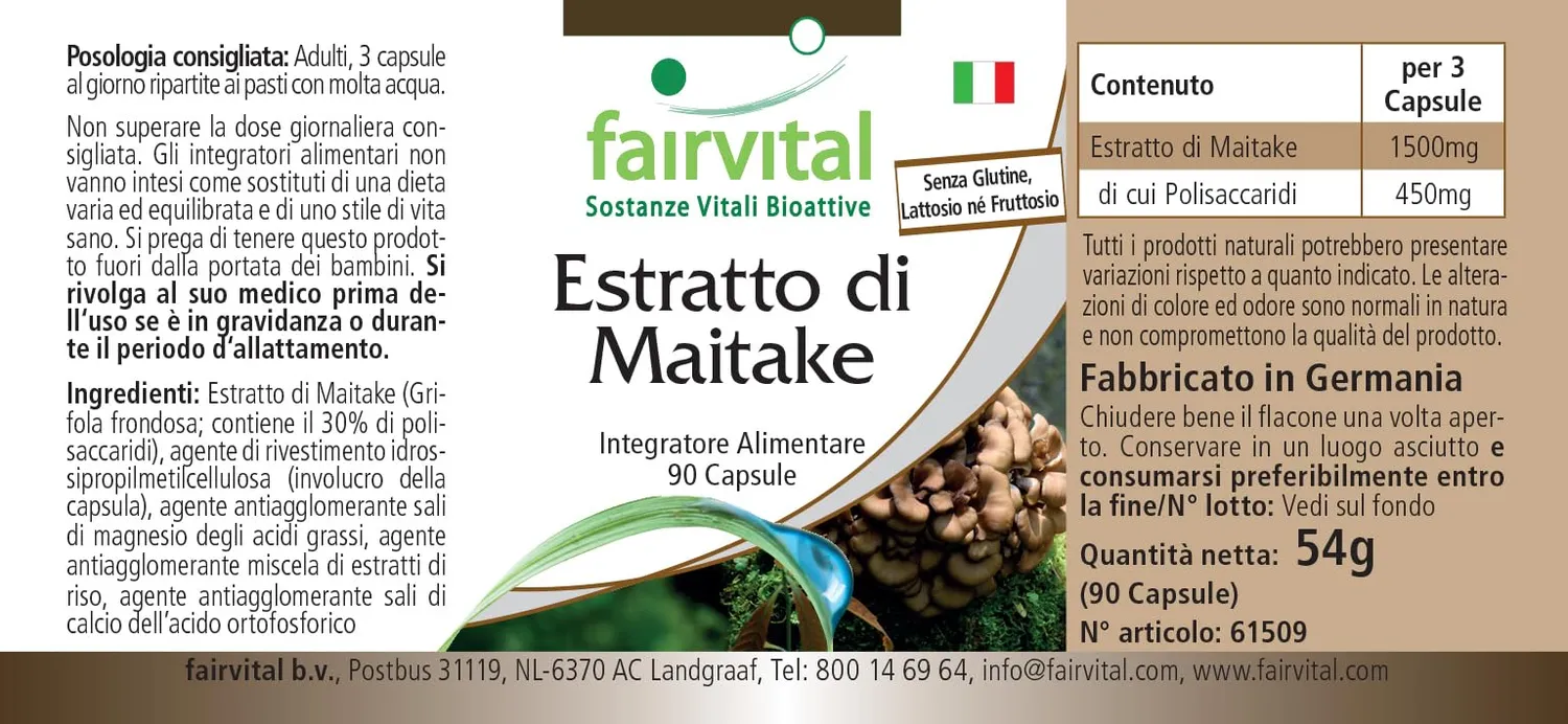Fairvital Maitake estratto capsule 90 capsule 500mg polisaccaridi