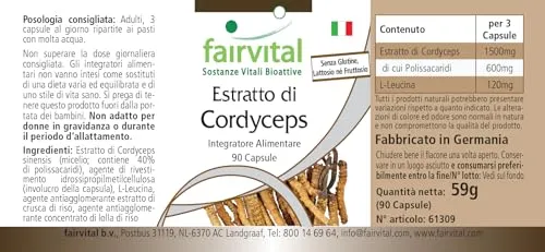 Fairvital Estratto Cordyceps 500 mg capsule 90 pezzi vegano