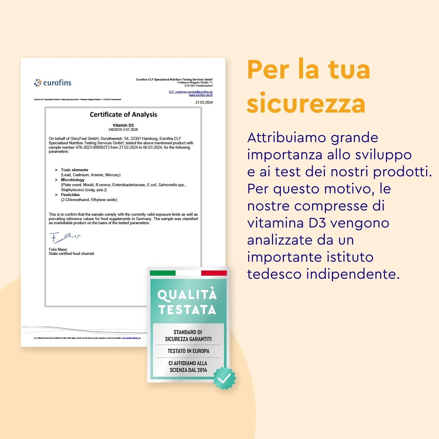 gloryfeel Vitamina D3 2000 U.I. compresse vegetariane ossa