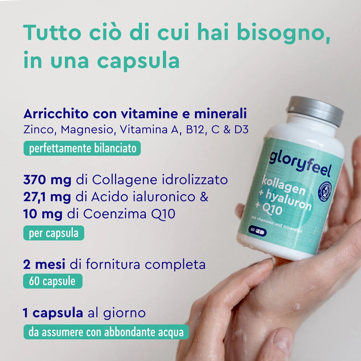 gloryfeel Collagene Acido Ialuronico Q10 capsule beauty