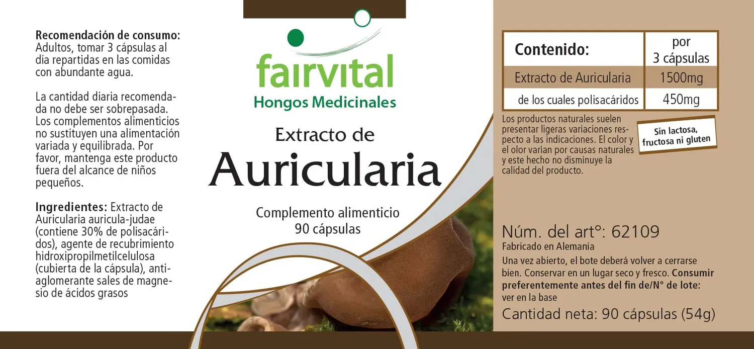 FAIRVITAL Auricularia estratto 500 mg 90 capsule 30% polisaccaridi