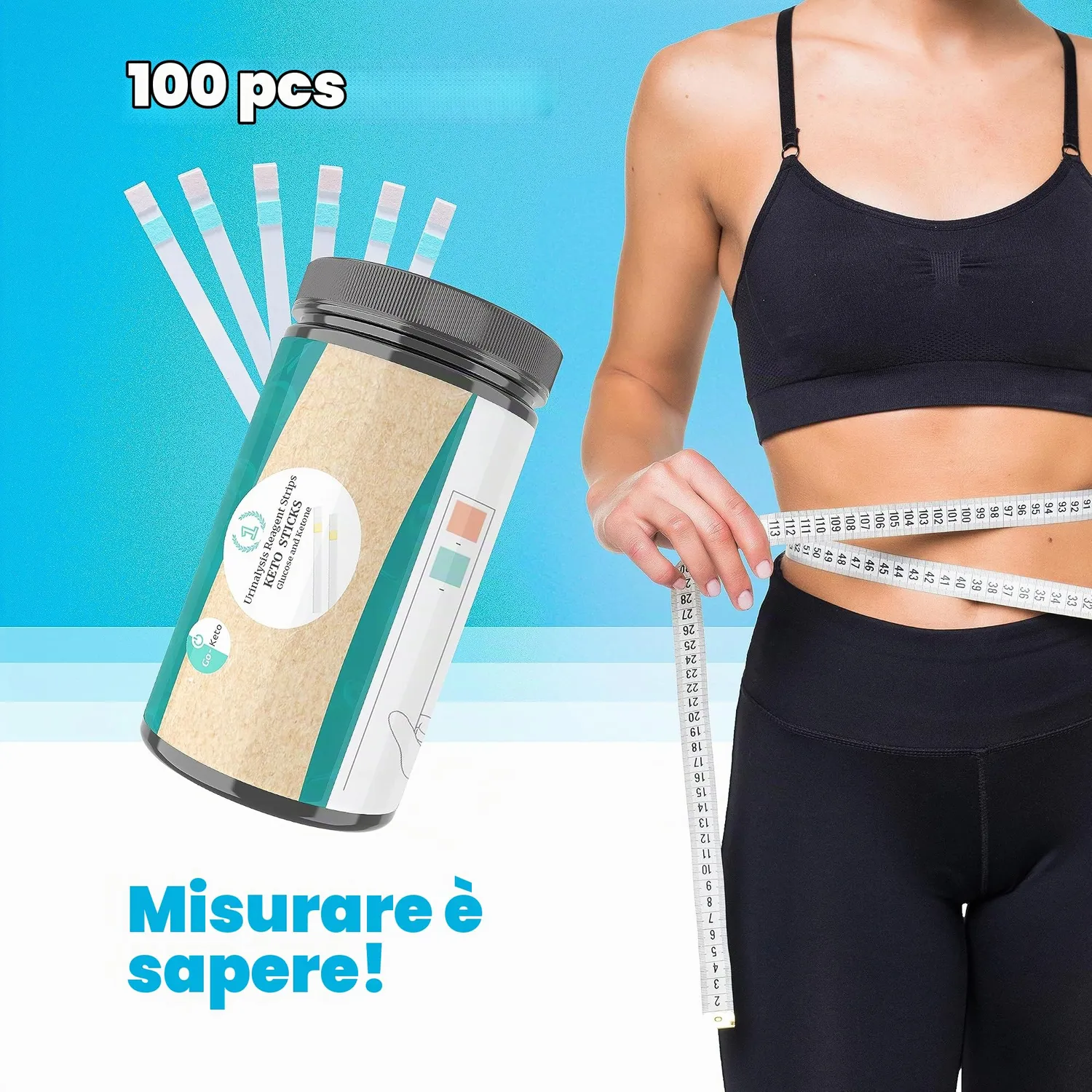 Go-Keto Keto Sticks strisce 100 pz chetoni glucosio