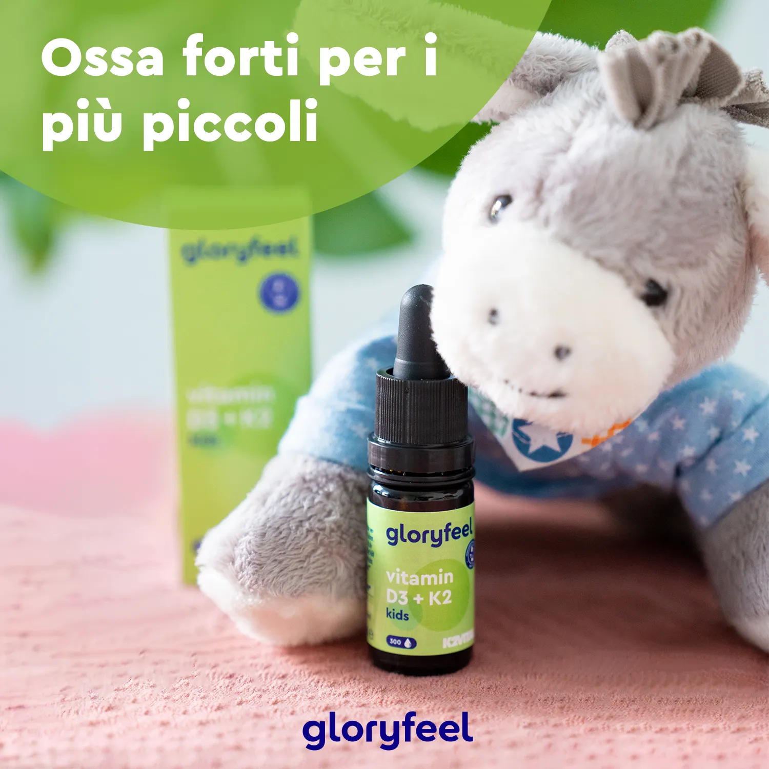 gloryfeel Vitamina D3 K2 Gocce Kids 300 gocce vegan ossa
