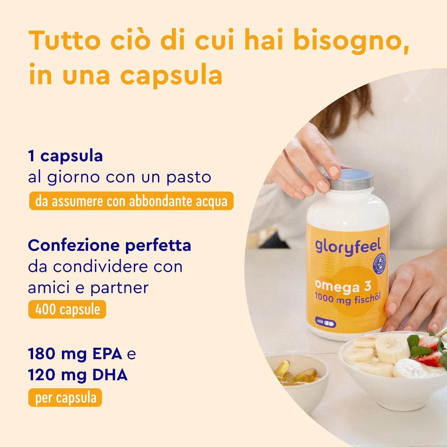 gloryfeel Omega 3 capsule 1000 mg 400 capsule EPA DHA