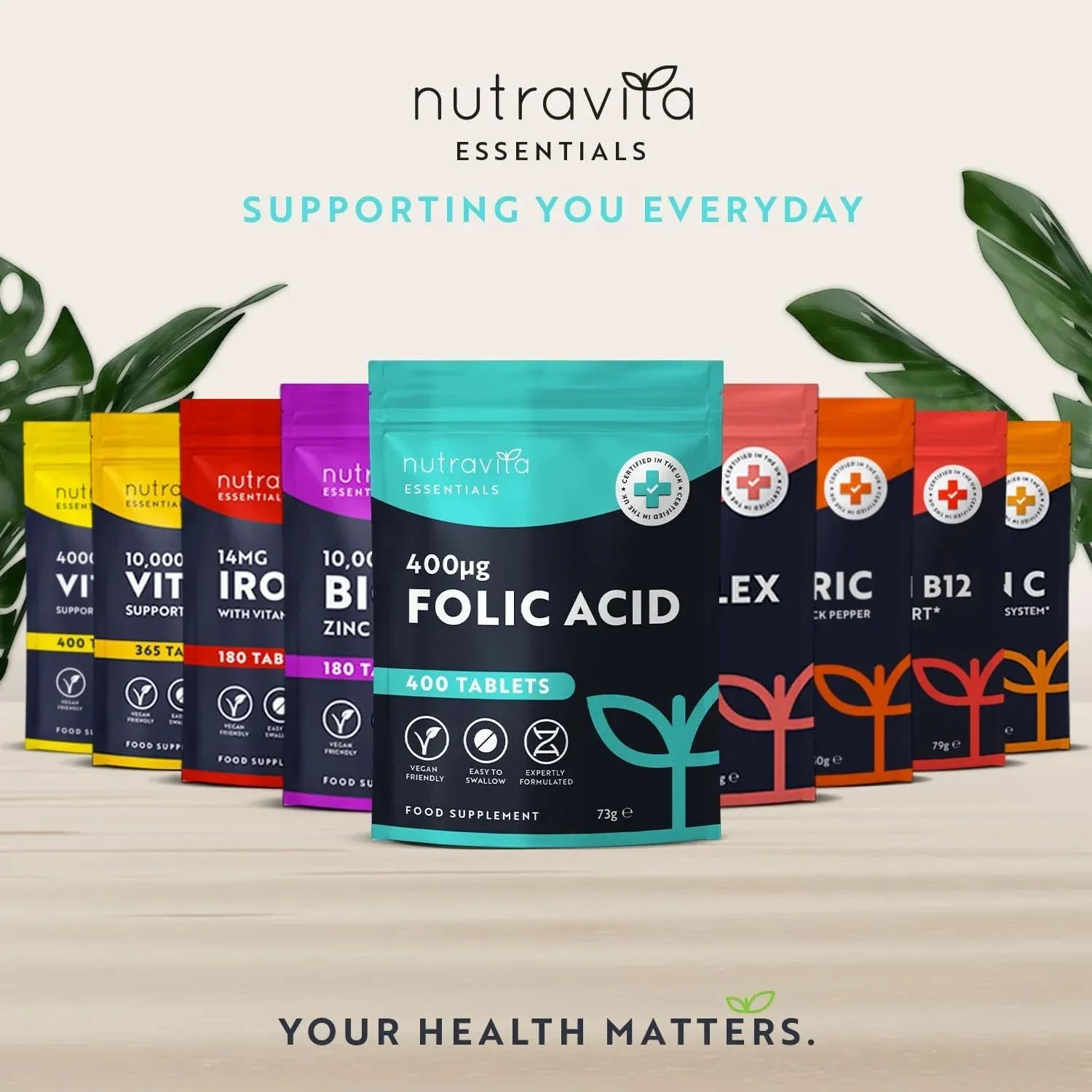 Nutravita Acido Folico 400 mcg integratore 400 compresse vegane