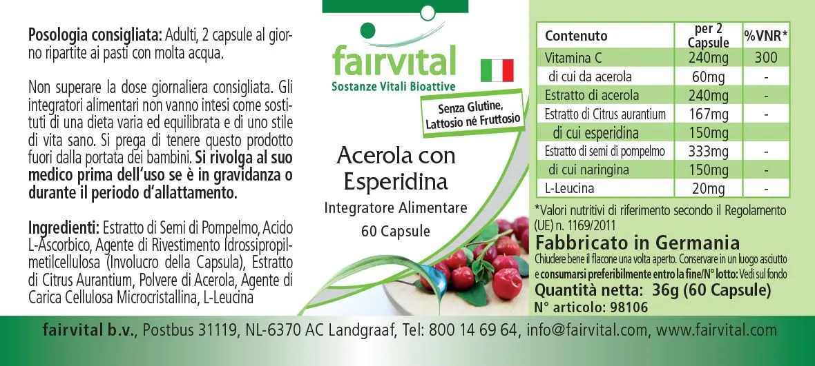 Fairvital Acerola Esperidina capsule 60 pz con vitamina C