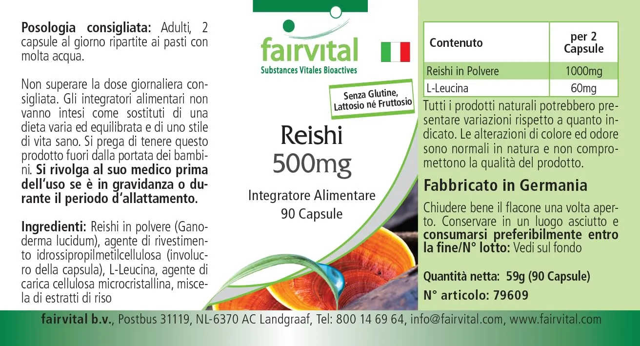 fairvital Reishi 500mg capsule 90pz alto dosaggio