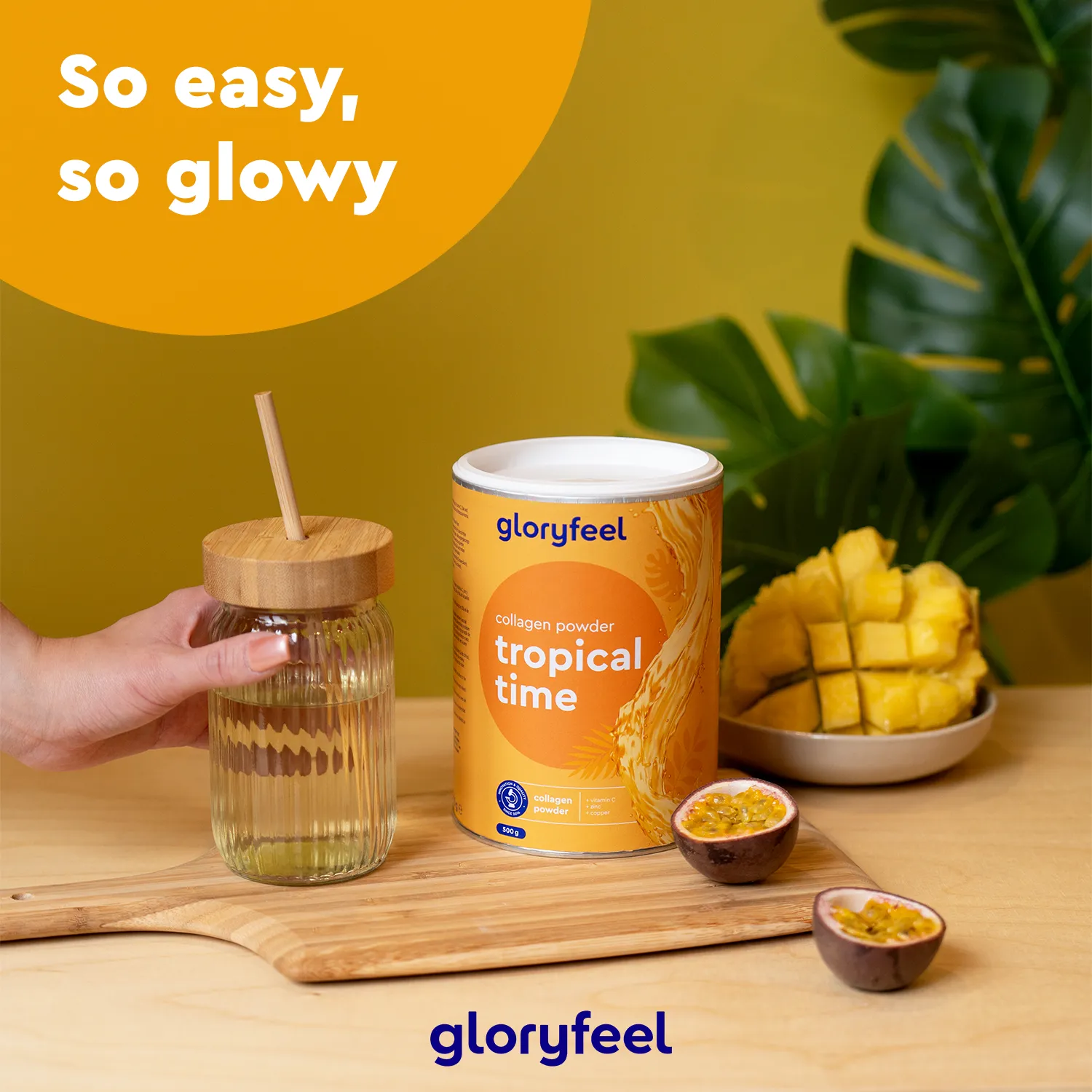 gloryfeel Tropical Time collagene in polvere gusto tropicale senza glutine