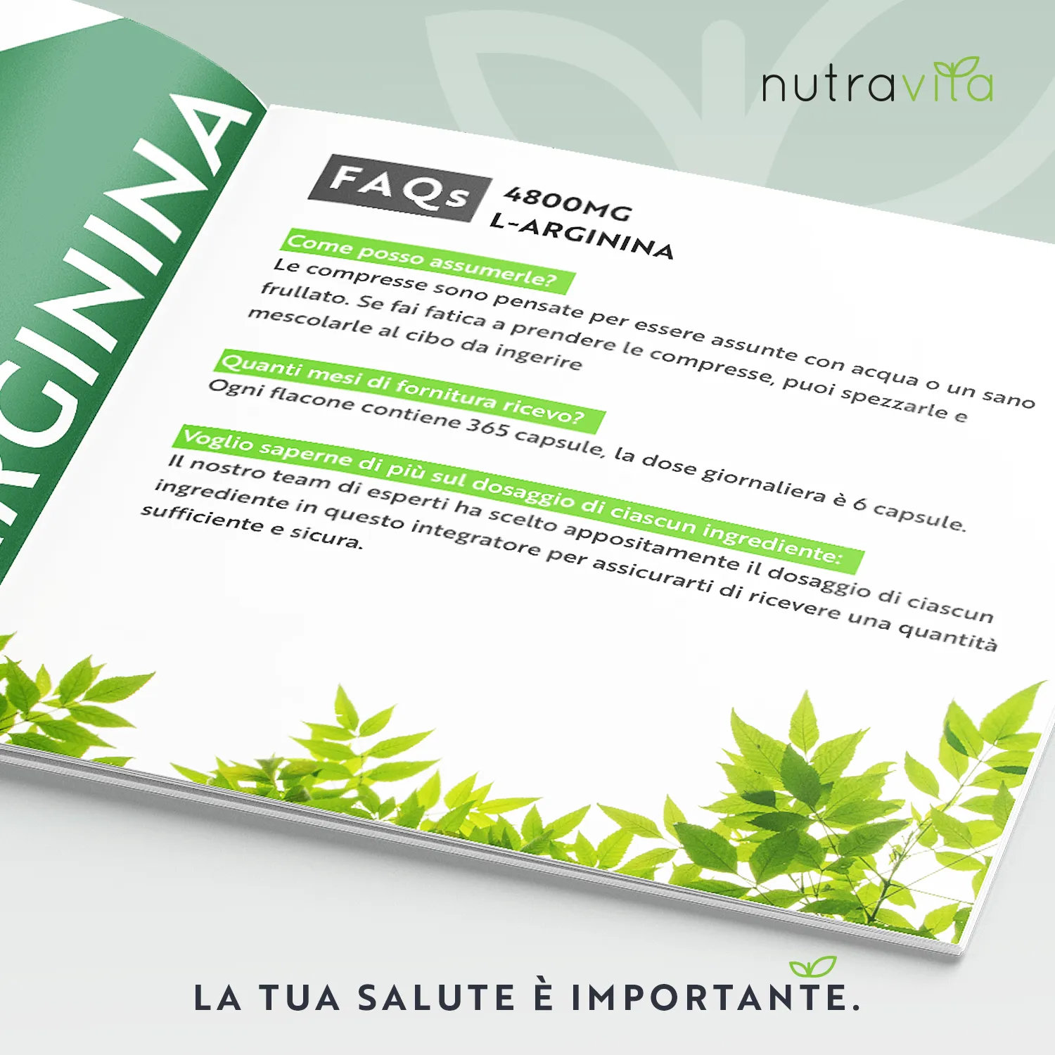 Nutravita L-Arginina 4800mg compresse vegane 365 pz alta dose