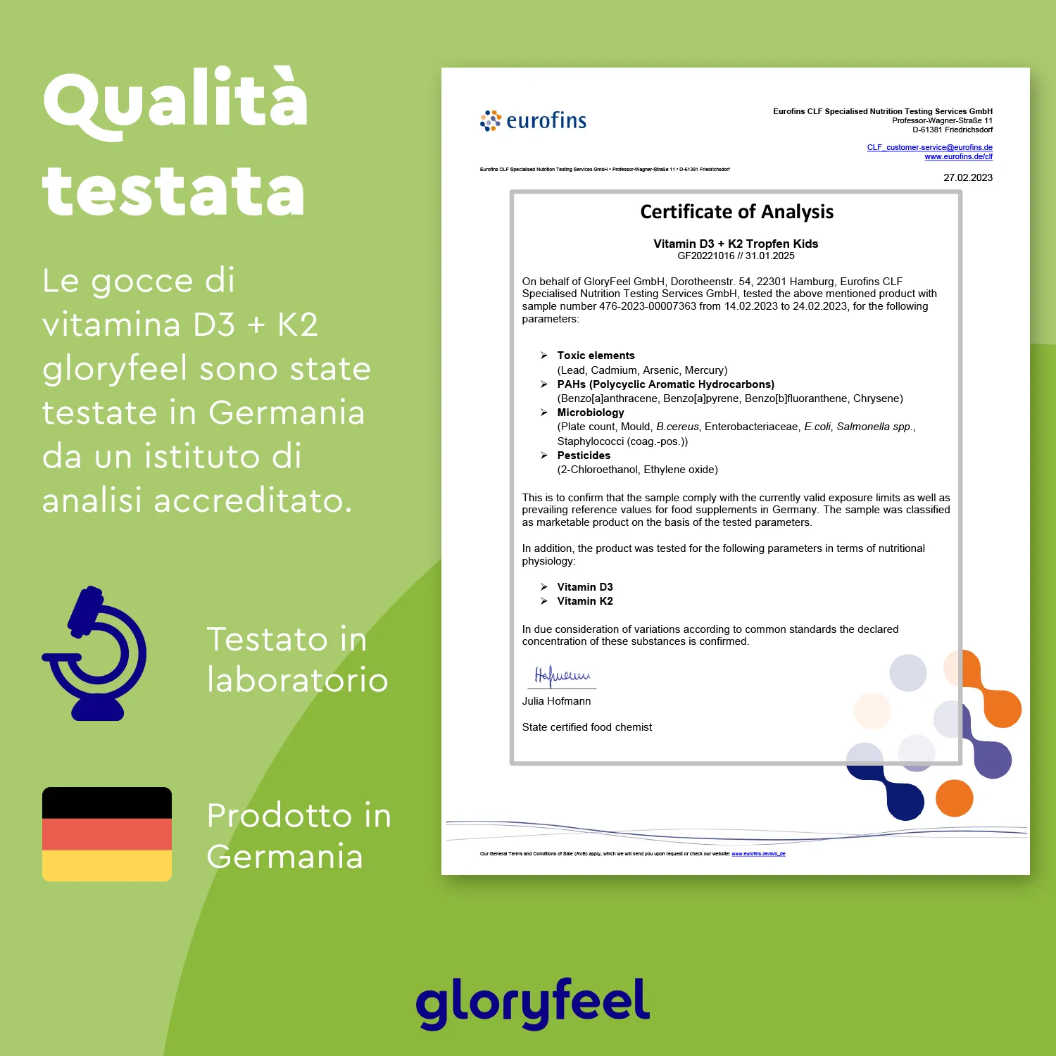 gloryfeel Vitamina D3 K2 Gocce Kids 300 gocce vegan ossa