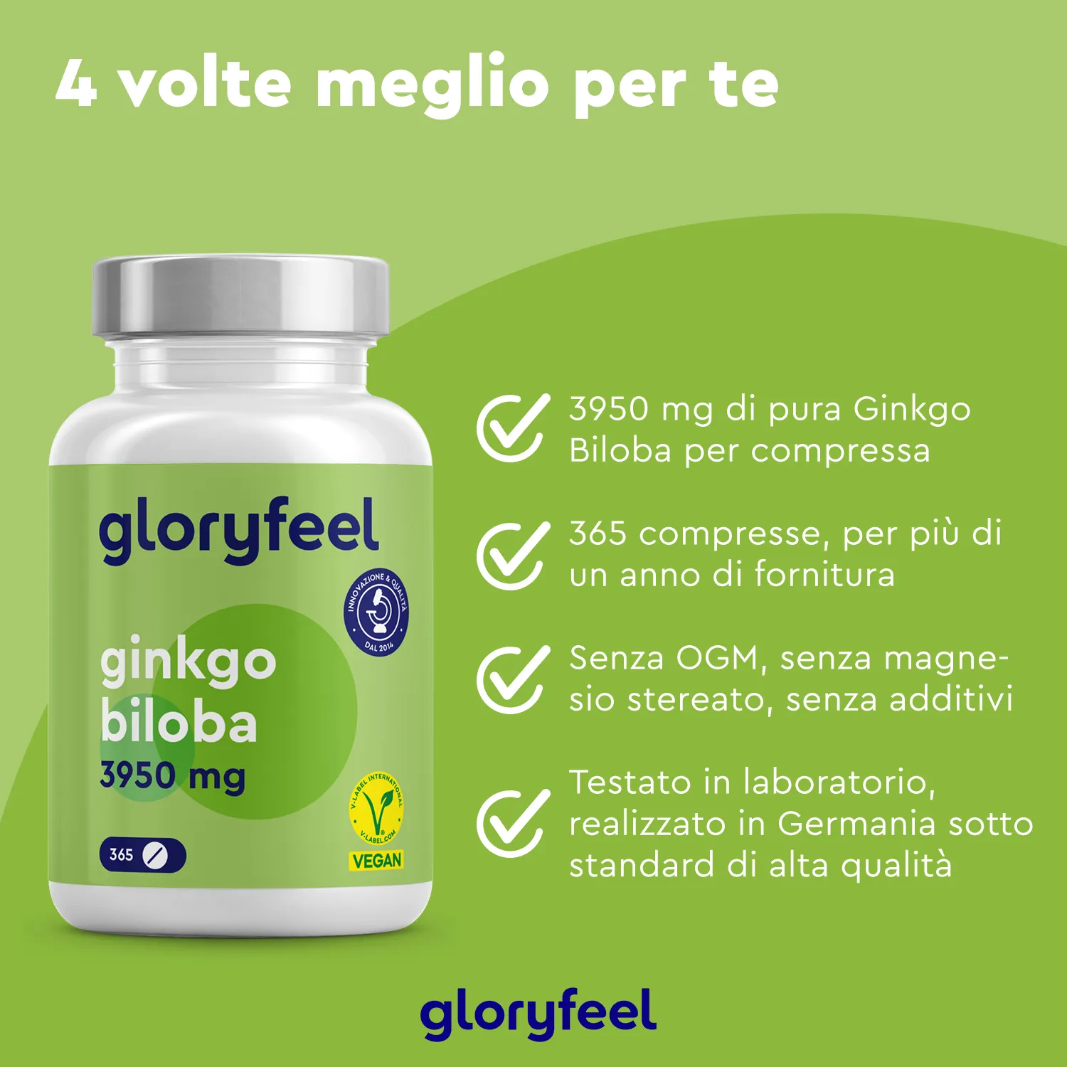 gloryfeel Ginkgo Biloba compresse 365 cps vegane