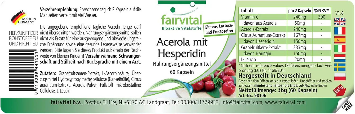 Fairvital Acerola Esperidina capsule 60 pz con vitamina C