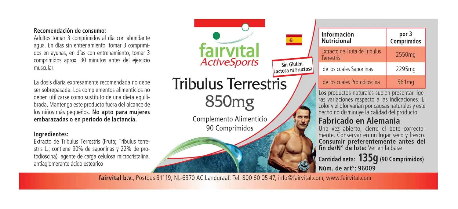 Fairvital Tribulus Terrestris 850 mg compresse 90 pezzi 90% saponine