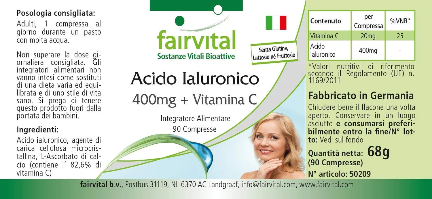 Fairvital Acido Ialuronico 400 mg compresse 90 vitamina C