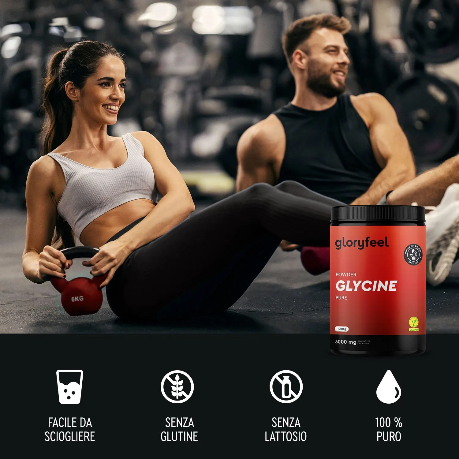 gloryfeel L-Glicina in polvere aminoacido puro