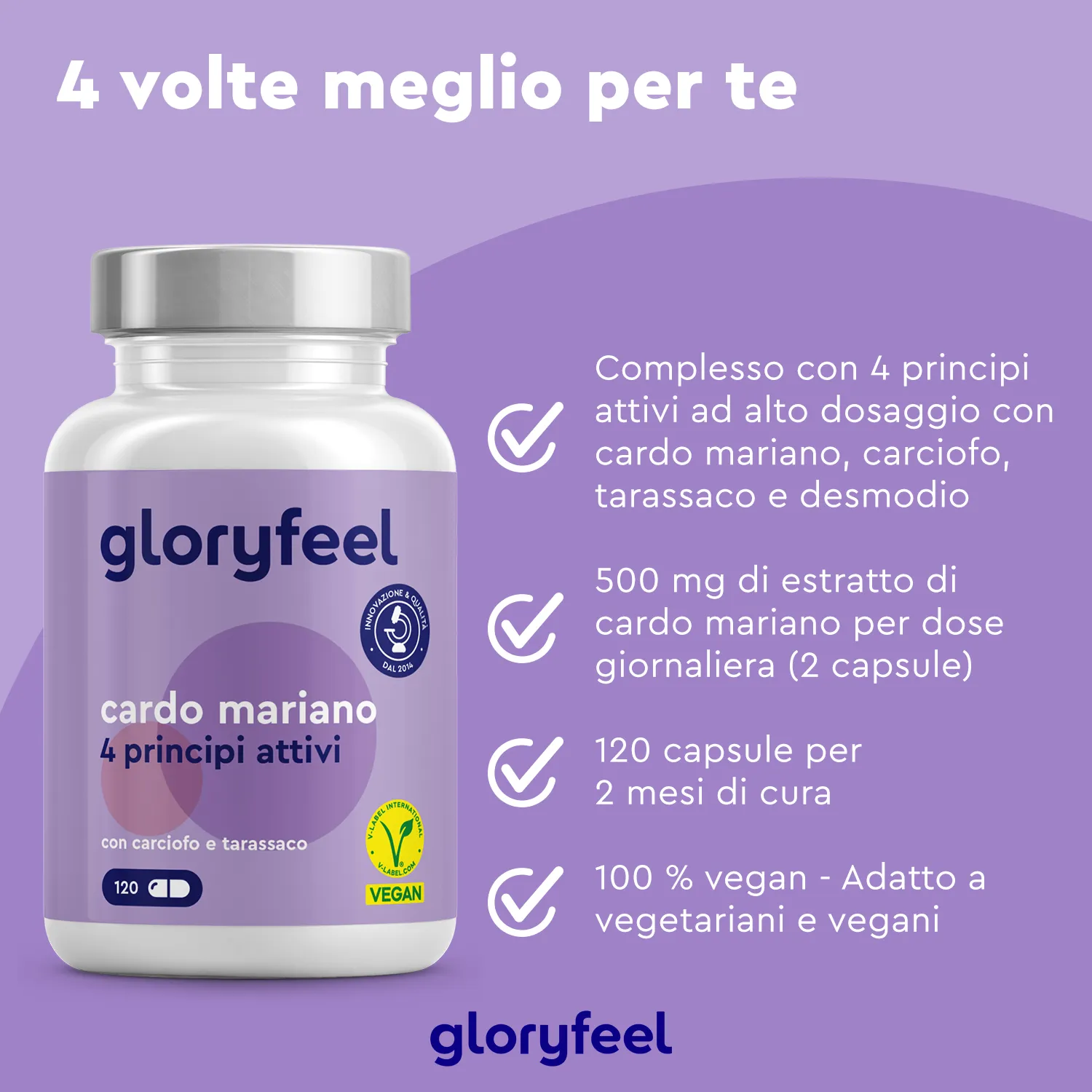 gloryfeel Cardo Mariano capsule con carciofo tarassaco e desmodium