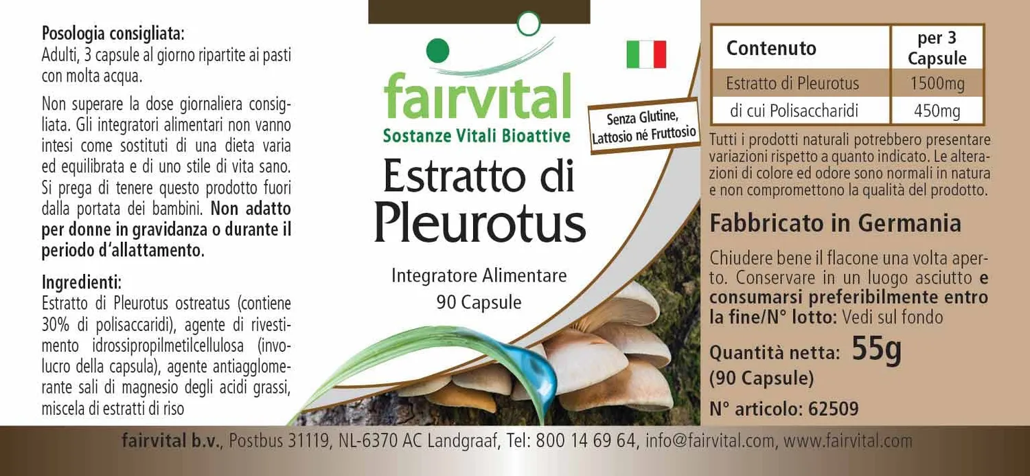 Fairvital Pleurotus 500 mg capsule 90 pz estratto 30%