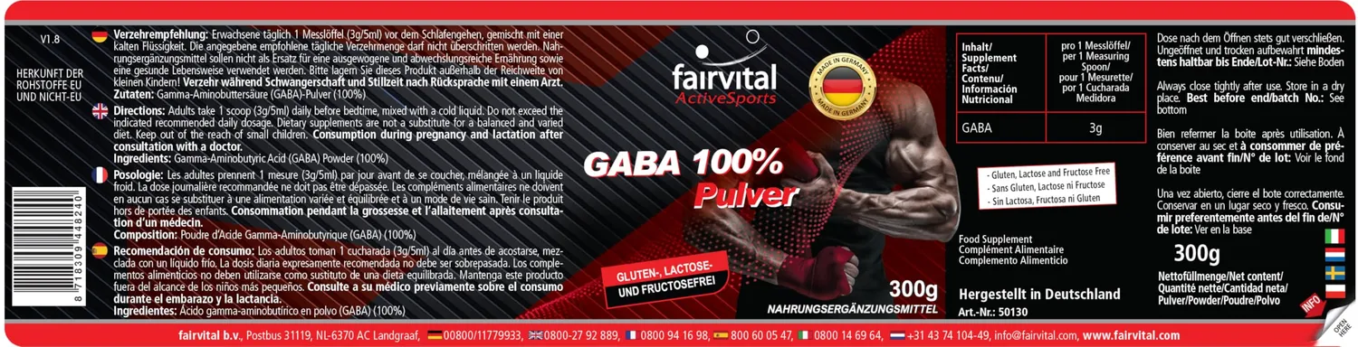 Fairvital GABA puro polvere 300 g acido gamma-aminobutirrico