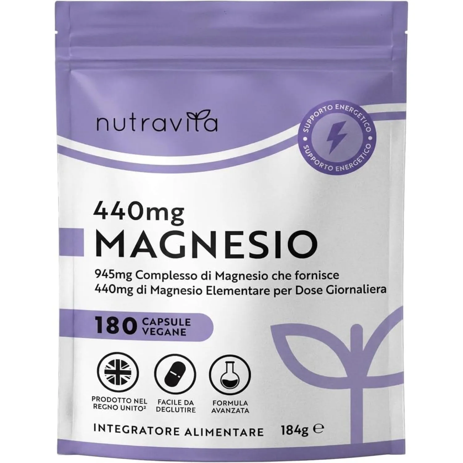 Nutravita Citrato di Magnesio integratore 180 capsule 440mg