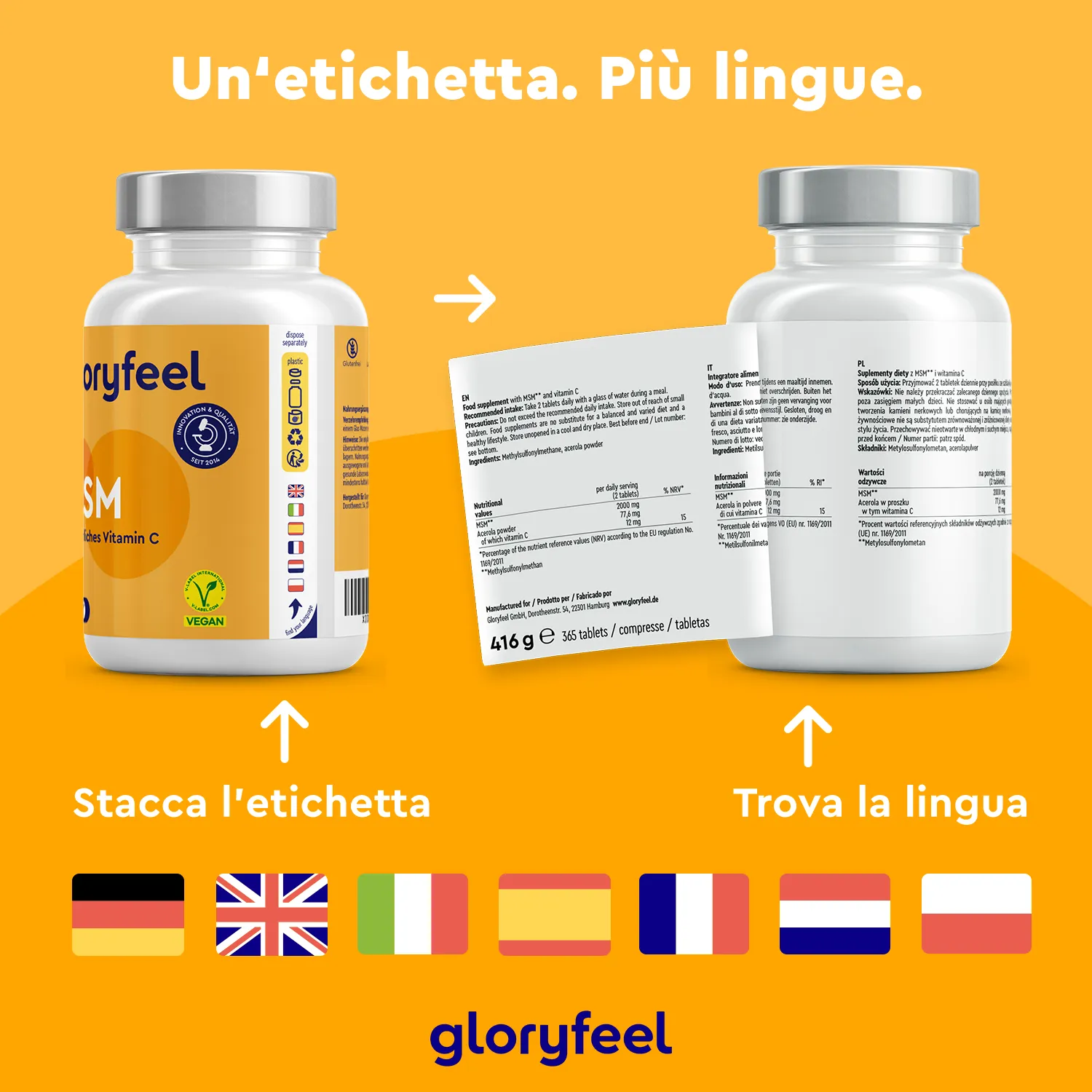 gloryfeel MSM Zolfo compresse 365 con vitamina C