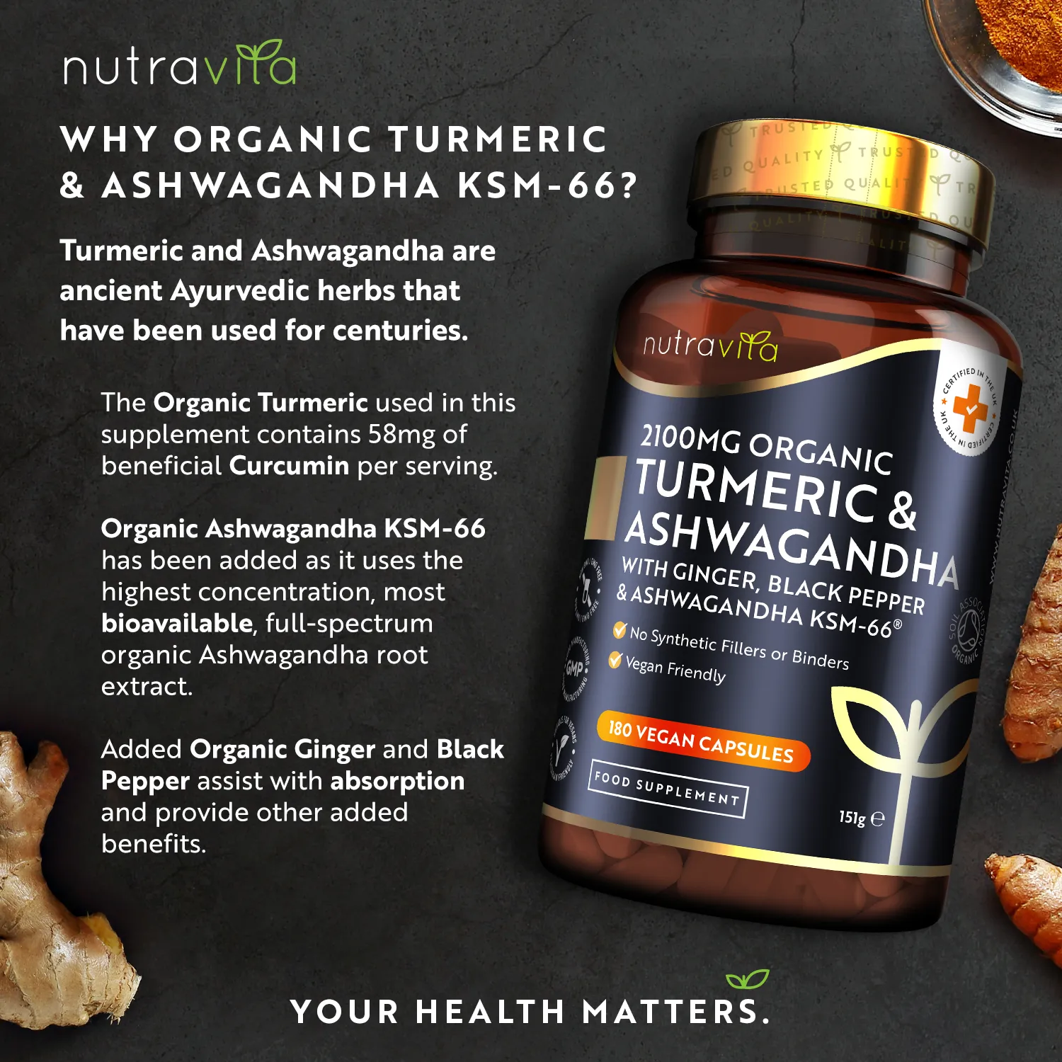 Nutravita Curcuma Bio Ashwagandha KSM-66 capsule 180 pz