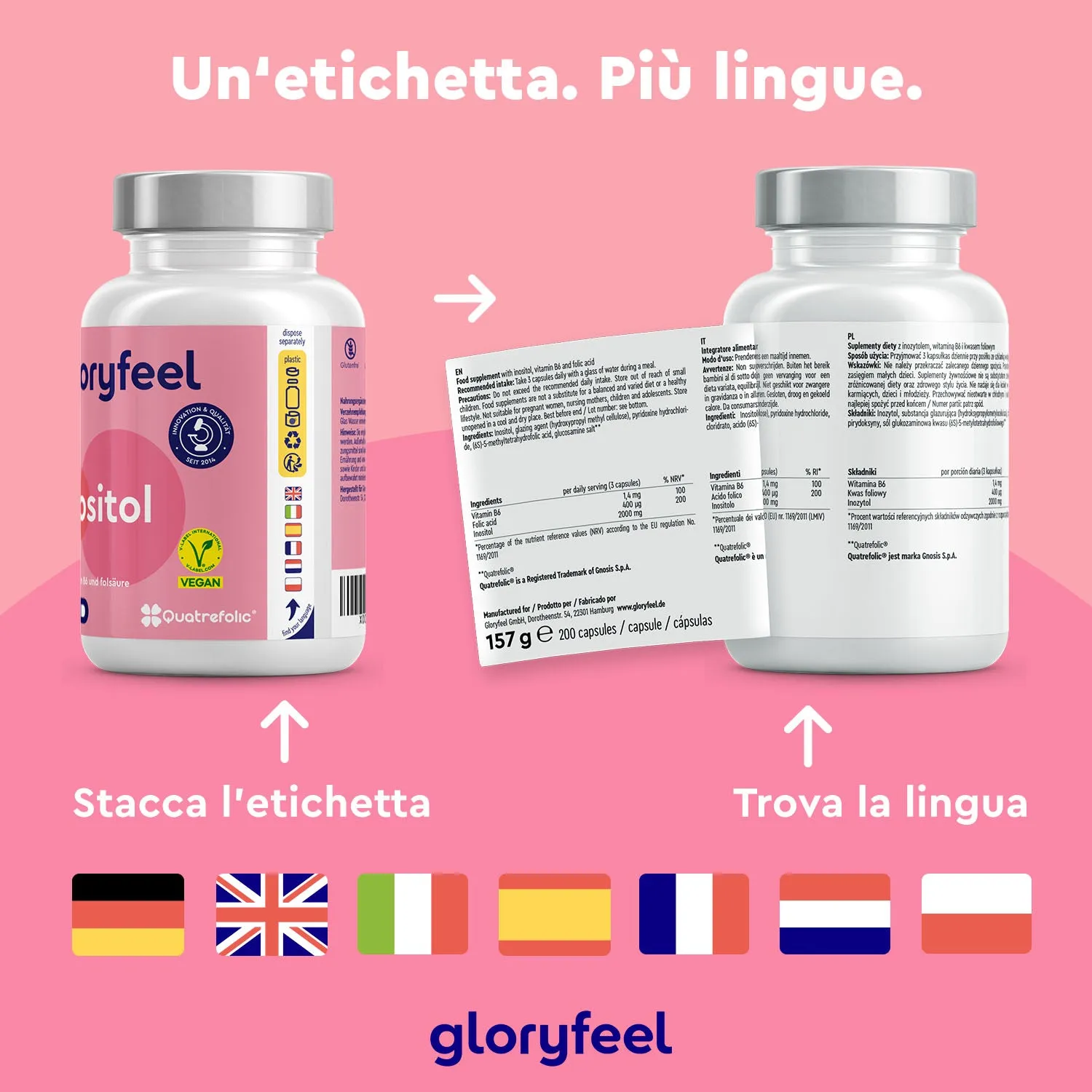 gloryfeel Inositolo polvere con folato e B6
