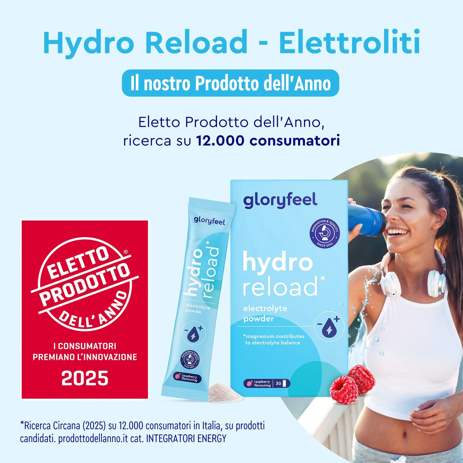 gloryfeel Elettroliti Lampone polvere minerali idratazione