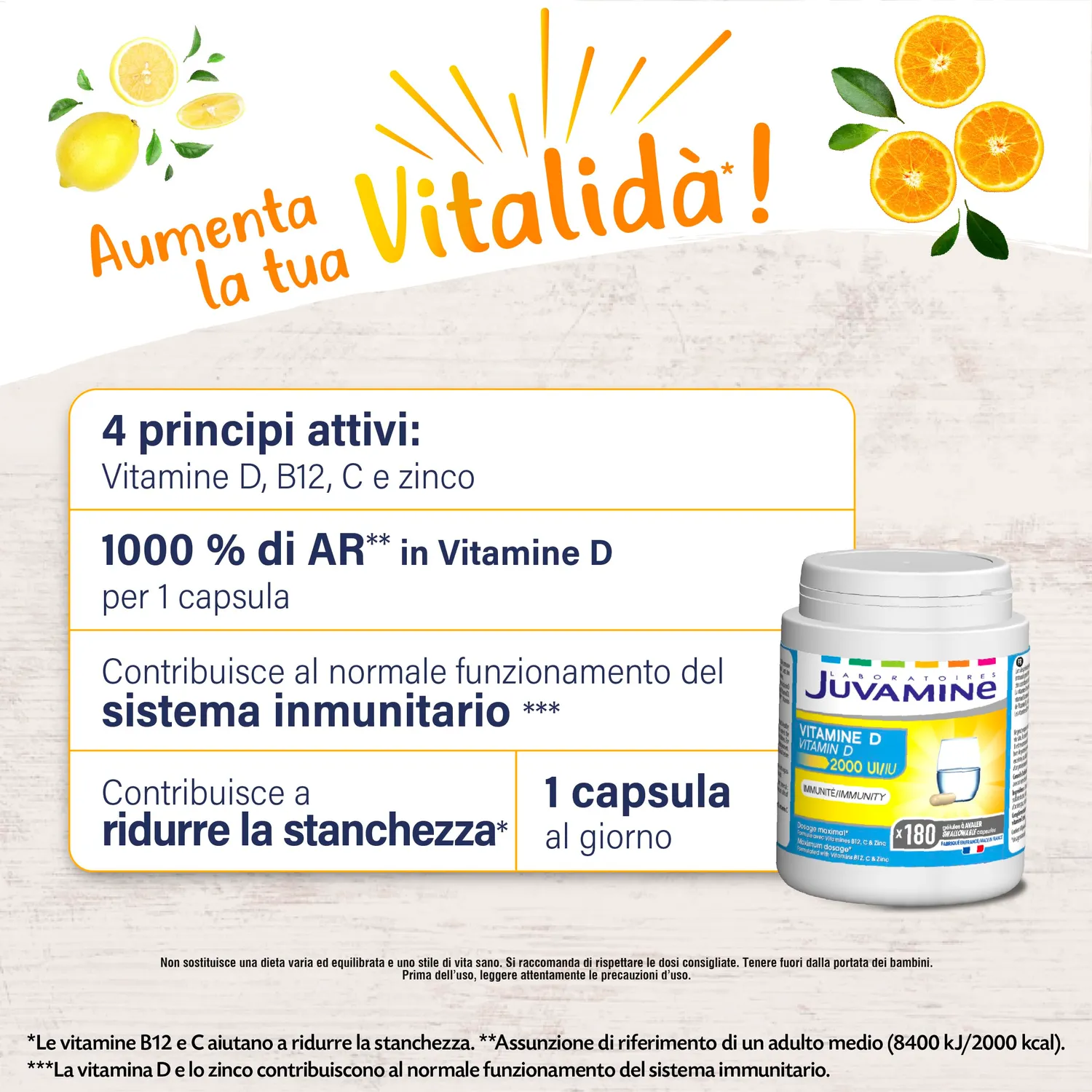 Juvamine Vitamina D3 2000 UI capsule 180 capsule immunita