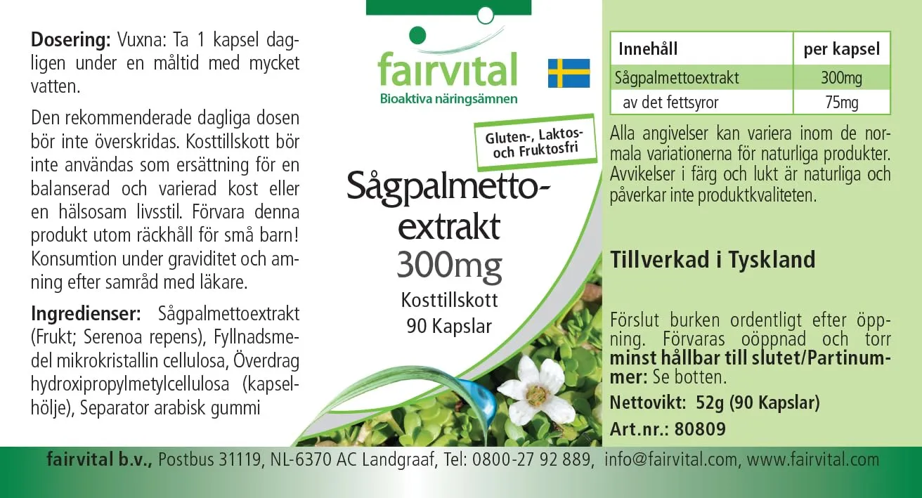 Fairvital Saw Palmetto capsule 300 mg 90 capsule alto dosaggio